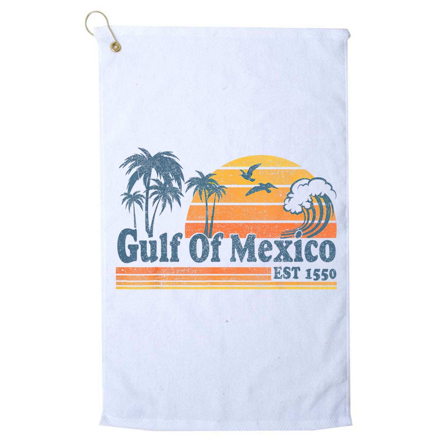 Gulf Of Mexico Est 1550 Retro Vintage Beach Gulf Of Mexico Golf Towel