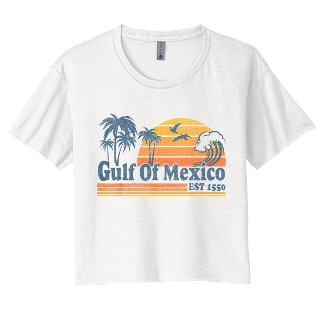 Gulf Of Mexico Est 1550 Retro Vintage Beach Gulf Of Mexico Crop Top