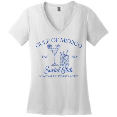 Gulf Of Mexico Social Club Stay Salty Resist Often Women's V-Neck T-Shirt