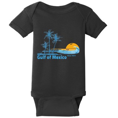 Gulf Of Mexico Since 1672 Retro Vintage Beach Sunset Baby Bodysuit