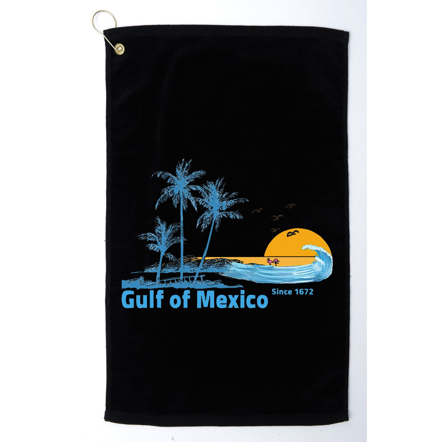 Gulf Of Mexico Since 1672 Retro Vintage Beach Sunset Golf Towel