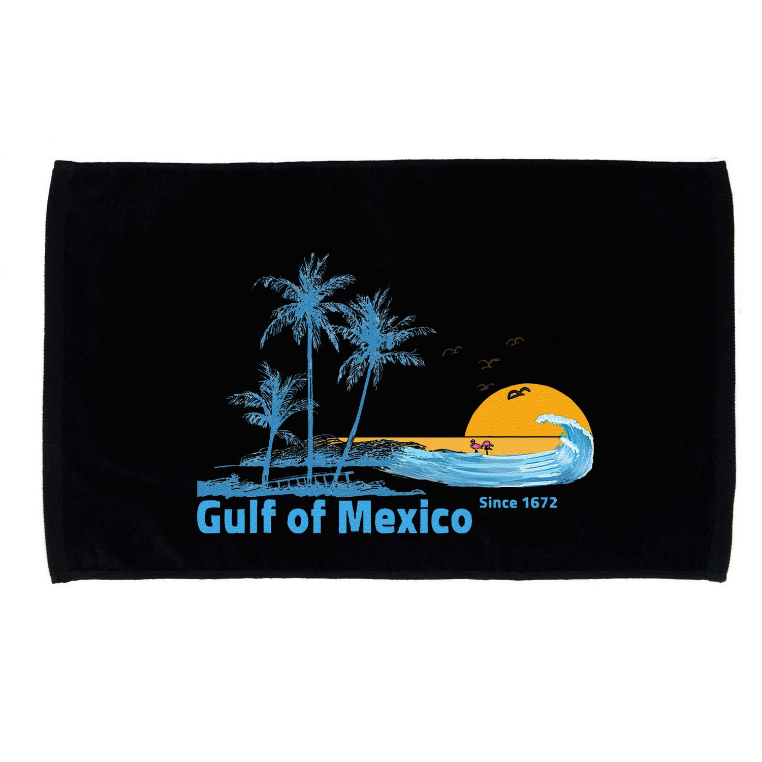 Gulf Of Mexico Since 1672 Retro Vintage Beach Sunset Microfiber Hand Towel