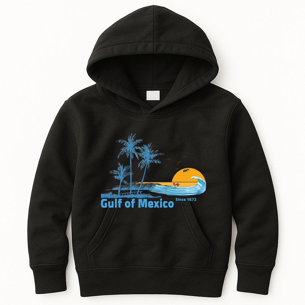 Gulf Of Mexico Since 1672 Retro Vintage Beach Sunset Kids Hoodie