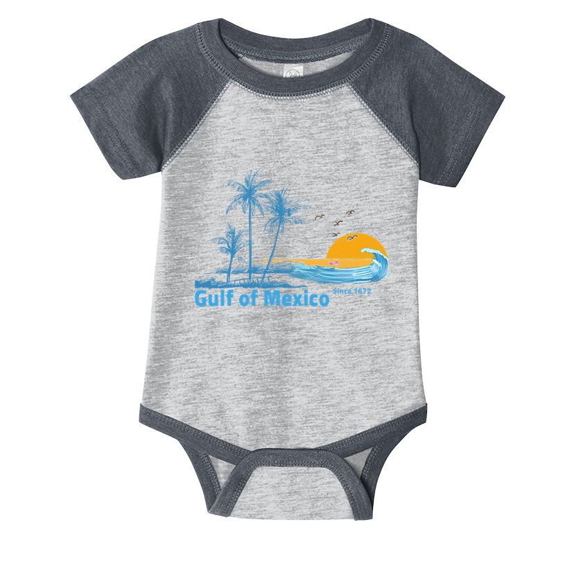 Gulf Of Mexico Since 1672 Retro Vintage Beach Sunset Infant Baby Jersey Bodysuit