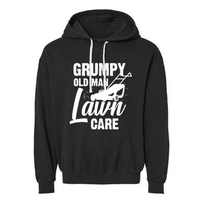 Grumpy Old Man Lawn Care Grass Cutting Lawn Mower Gift Garment-Dyed Fleece Hoodie