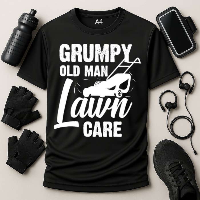 Grumpy Old Man Lawn Care Grass Cutting Lawn Mower Gift Cooling Performance Crew T-Shirt