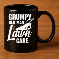 Grumpy Old Man Lawn Care Grass Cutting Lawn Mower Gift 11oz C Handle Ceramic Mug