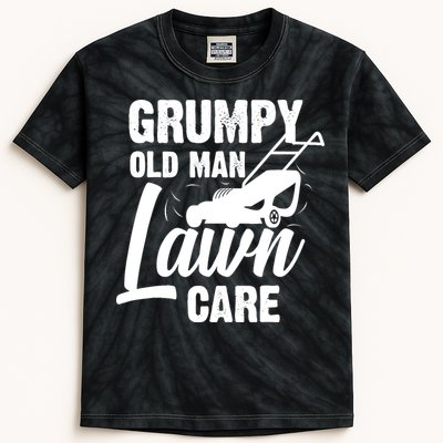 Grumpy Old Man Lawn Care Grass Cutting Lawn Mower Gift Kids Tie-Dye T-Shirt