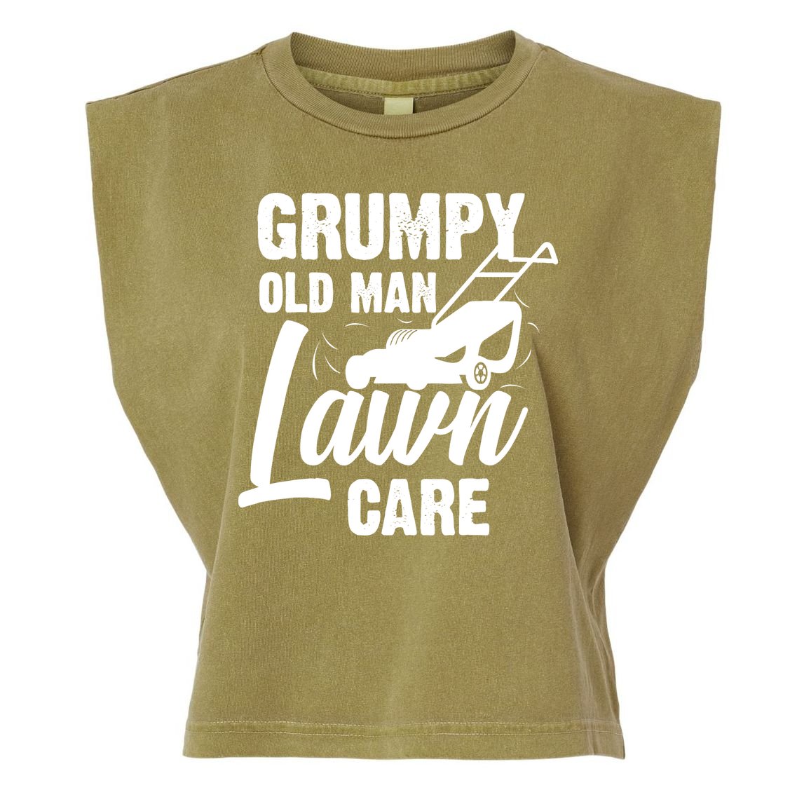 Grumpy Old Man Lawn Care Grass Cutting Lawn Mower Gift Garment-Dyed Women's Muscle Tee
