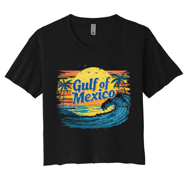 Gulf Of Mexico Retro Vintage Beach Gulf Of Mexico Crop Top