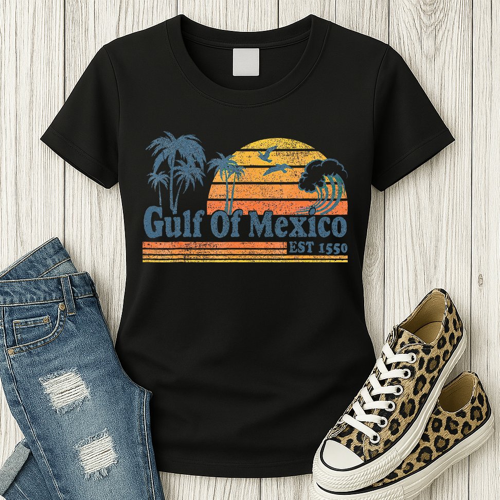 Gulf Of Mexico Est 1550 Retro Vintage Beach Gulf Of Mexico Gift Womens T-Shirt