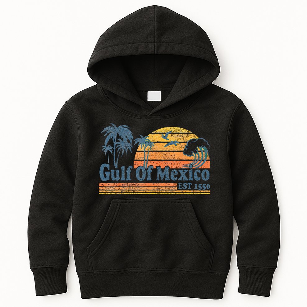 Gulf Of Mexico Est 1550 Retro Vintage Beach Gulf Of Mexico Gift Kids Hoodie