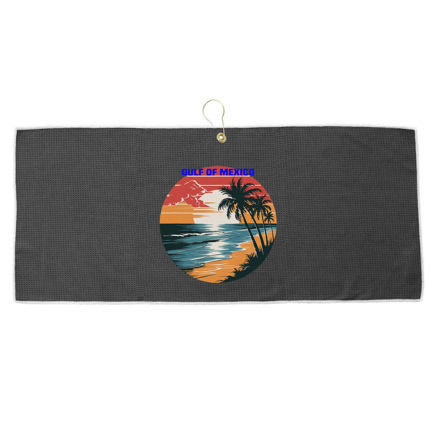 Gulf Of Mexico Vintage 70s Retro Throwback Design .Png Large Microfiber Waffle Golf Towel