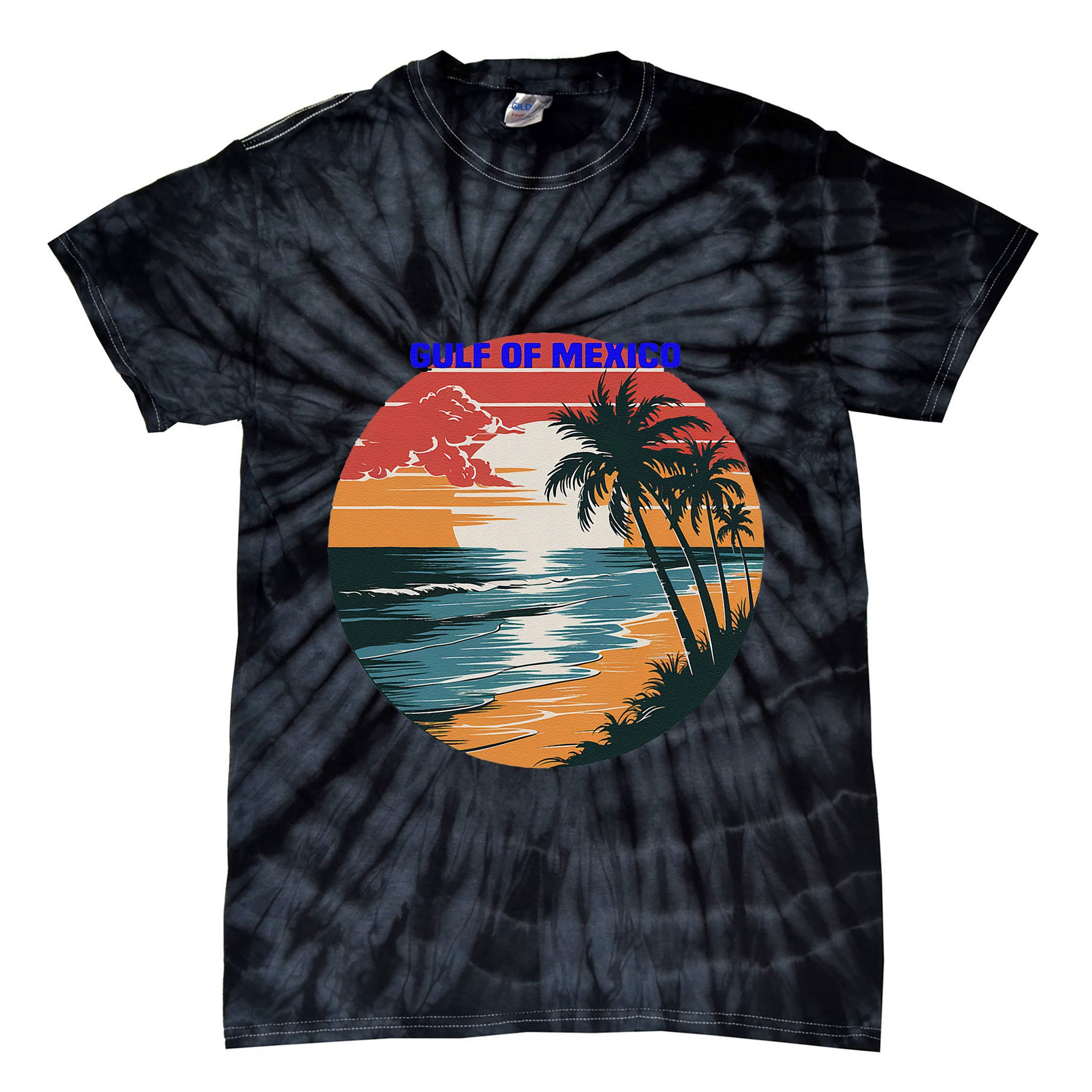 Gulf Of Mexico Vintage 70s Retro Throwback Design .Png Tie-Dye T-Shirt
