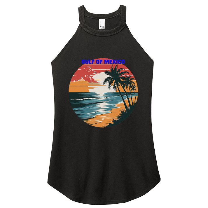 Gulf Of Mexico Vintage 70s Retro Throwback Design .Png Women's Perfect Tri Rocker Tank
