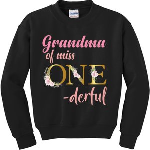 Grandma of Miss One Derful 1st Birthday 1st Birthday Kids Sweatshirt