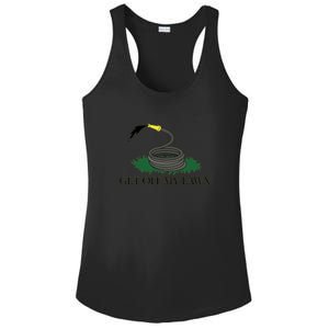 Get Off My Lawn Gadsden Parody Ladies PosiCharge Competitor Racerback Tank