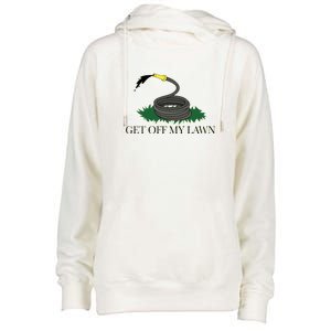 Get Off My Lawn Gadsden Parody Womens Funnel Neck Pullover Hood