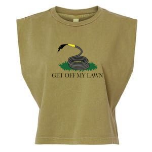 Get Off My Lawn Gadsden Parody Garment-Dyed Women's Muscle Tee