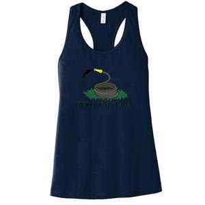 Get Off My Lawn Gadsden Parody Women's Racerback Tank