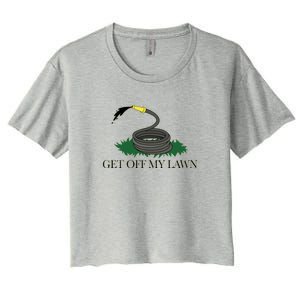 Get Off My Lawn Gadsden Parody Women's Crop Top Tee