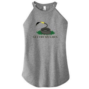 Get Off My Lawn Gadsden Parody Women's Perfect Tri Rocker Tank