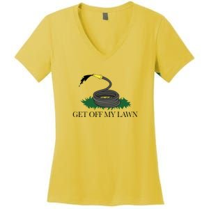 Get Off My Lawn Gadsden Parody Women's V-Neck T-Shirt