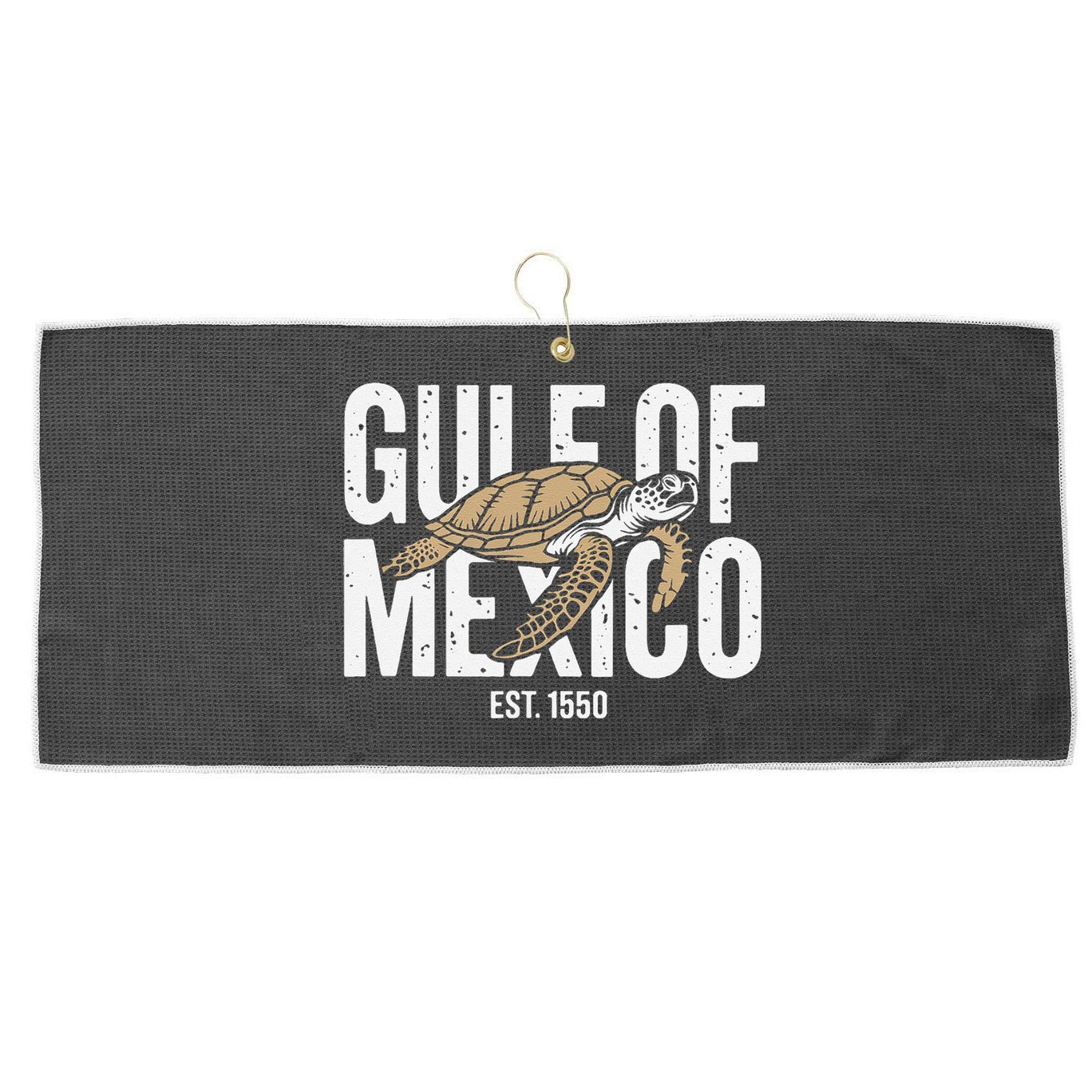 Gulf of Mexico with Turtle Large Microfiber Waffle Golf Towel