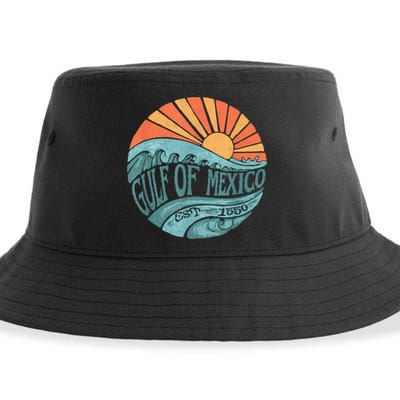 Gulf Of Mexico Est 1550 Retro Vintage Beach Sustainable Bucket Hat
