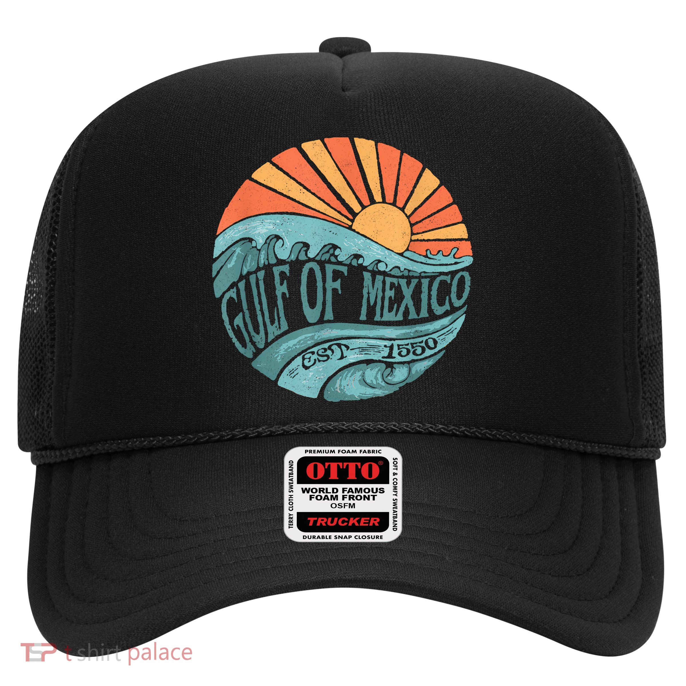 Gulf Of Mexico Est 1550 Retro Vintage Beach Trucker Hat