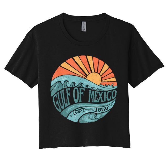 Gulf Of Mexico Est 1550 Retro Vintage Beach Crop Top