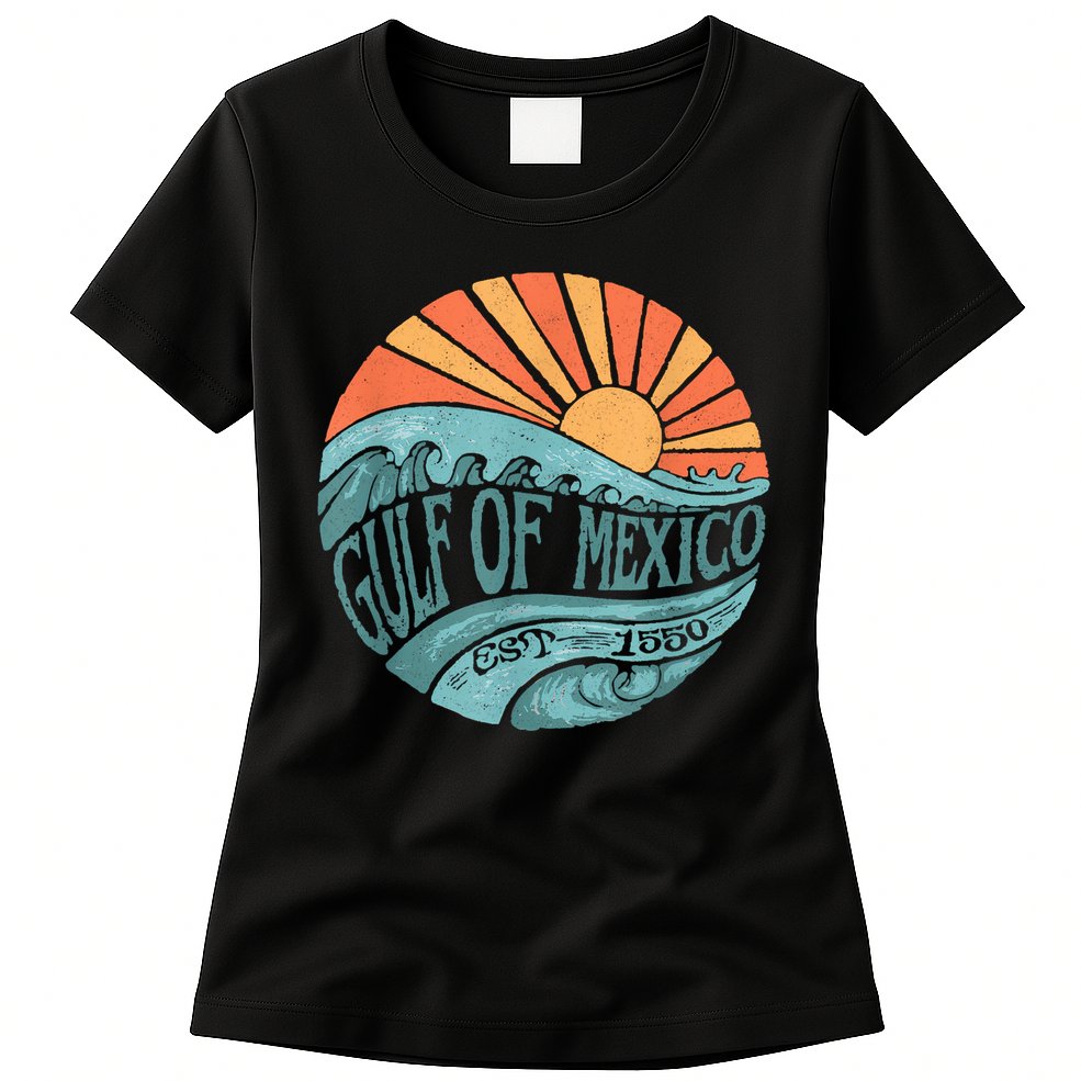 Gulf Of Mexico Est 1550 Retro Vintage Beach Womens T-Shirt