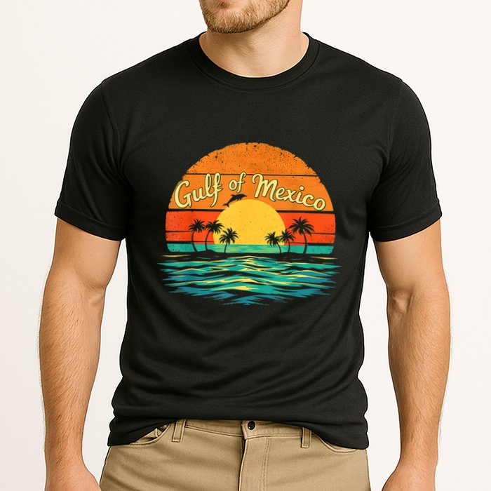 Gulf Of Mexico Beach Palms Summer Vacation Cooling Performance Crew T-Shirt