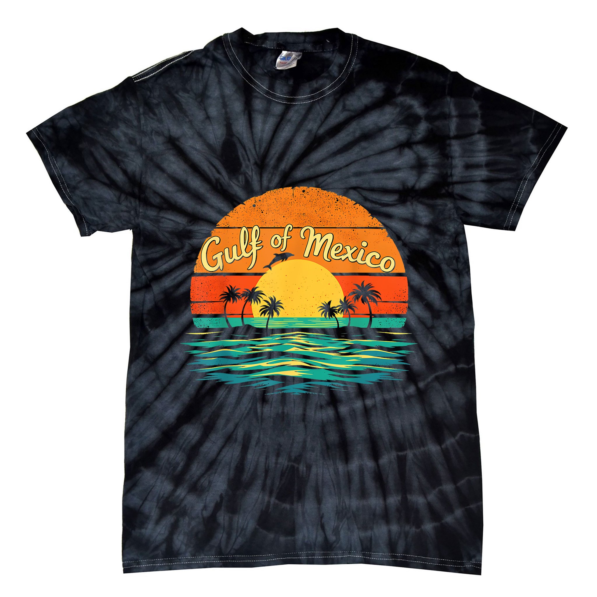 Gulf Of Mexico Beach Palms Summer Vacation Tie-Dye T-Shirt