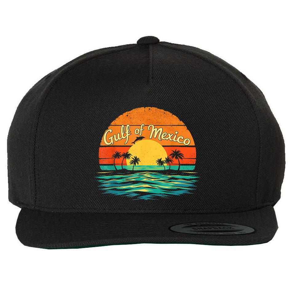 Gulf Of Mexico Beach Palms Summer Vacation Wool Snapback Cap