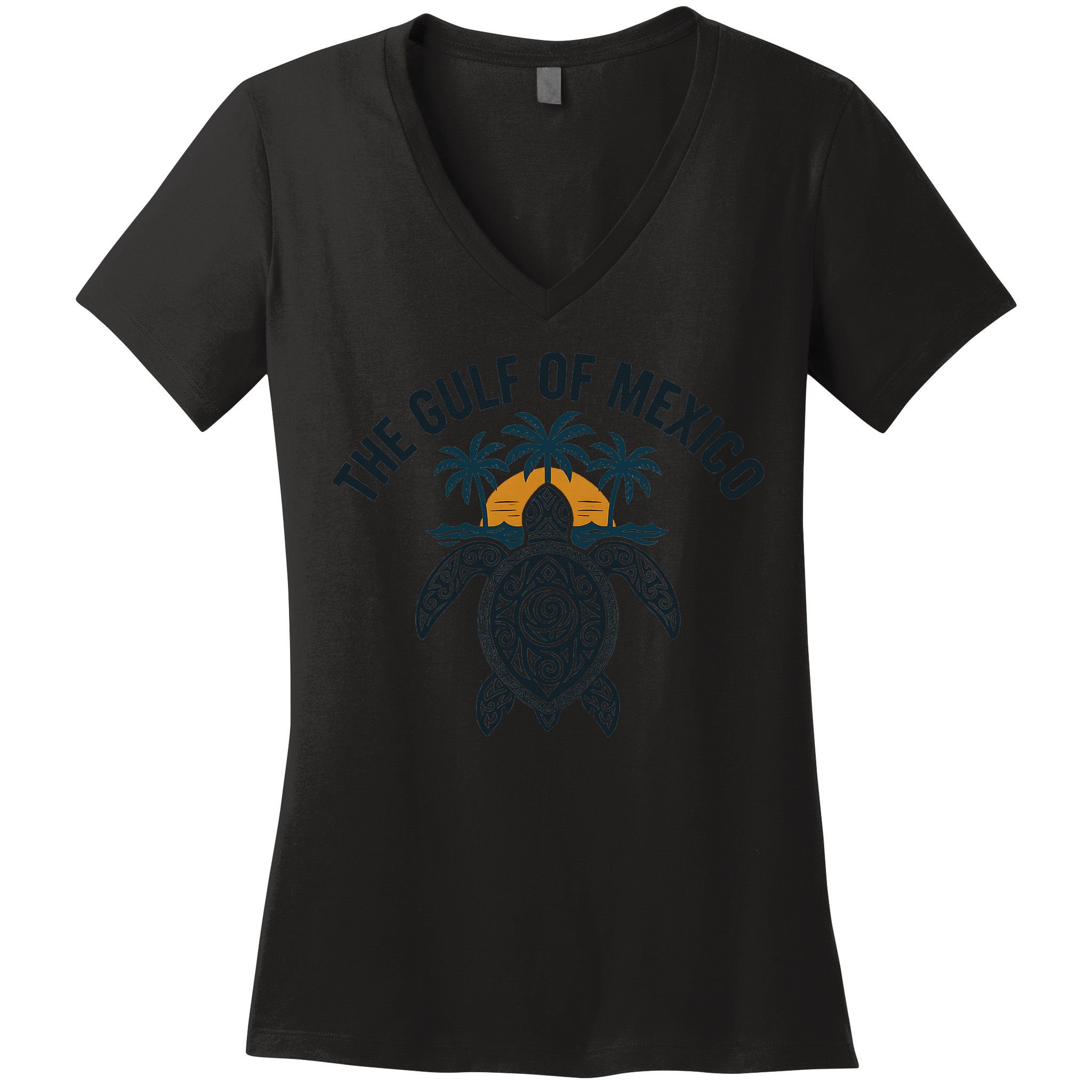 Gulf Of Mexico Est 1550 Forever Not US America With Turtle Women's V-Neck T-Shirt