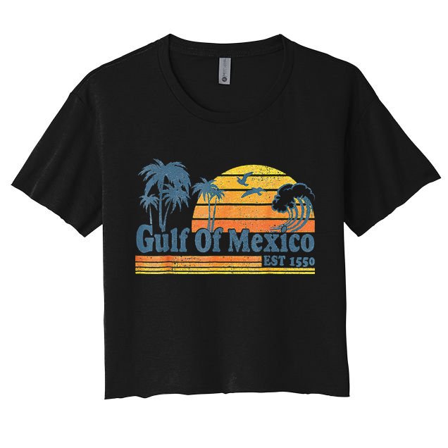 Gulf Of Mexico Est 1550 Retro Vintage Beach Gulf Of Mexico .Png Crop Top