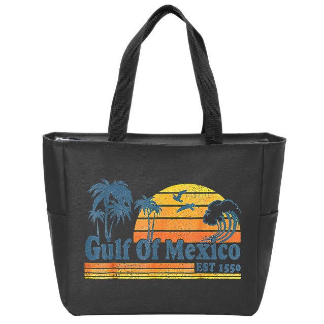Gulf Of Mexico Est 1550 Retro Vintage Beach Gulf Of Mexico .Png Zip Tote Bag