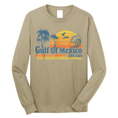Gulf Of Mexico Est 1550 Retro Vintage Beach Gulf Of Mexico .Png Long Sleeve Shirt