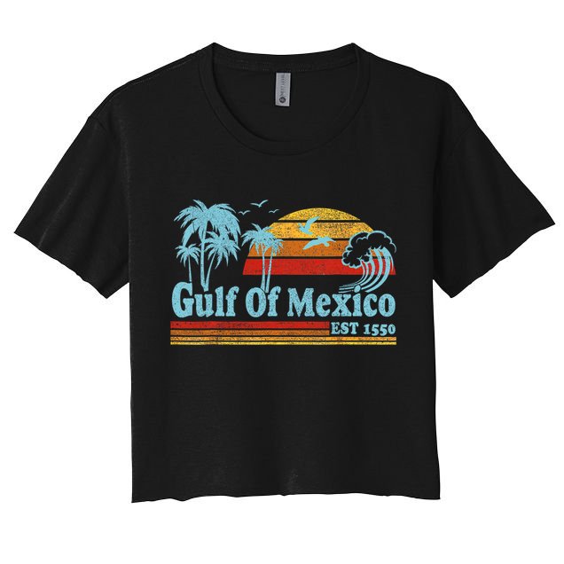 Gulf Of Mexico Est 1550 Retro Vintage Beach Crop Top