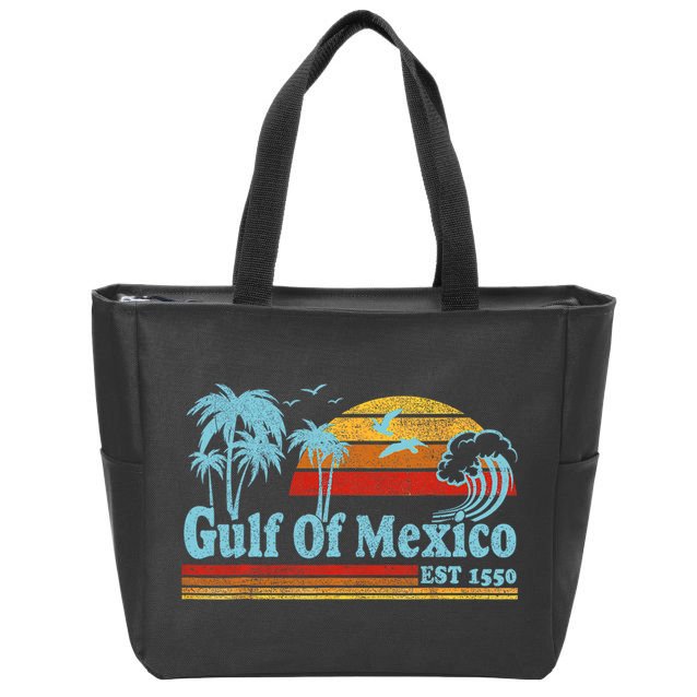 Gulf Of Mexico Est 1550 Retro Vintage Beach Zip Tote Bag