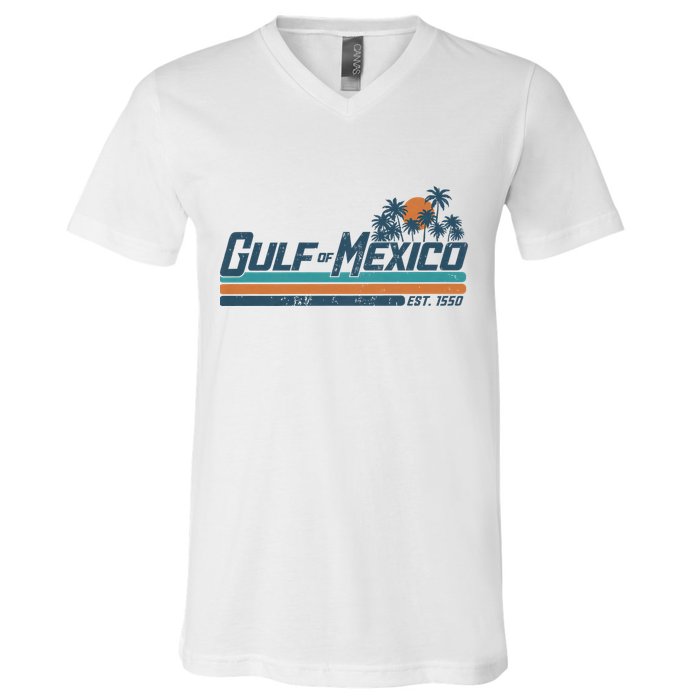 Gulf Of Mexico Est 1550 Retro Vintage Beach V-Neck T-Shirt