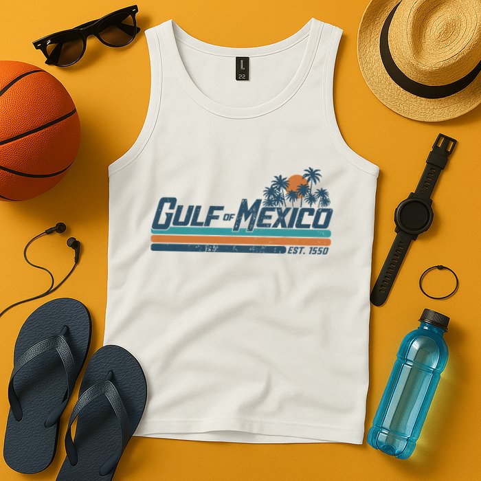 Gulf Of Mexico Est 1550 Retro Vintage Beach Tank Top