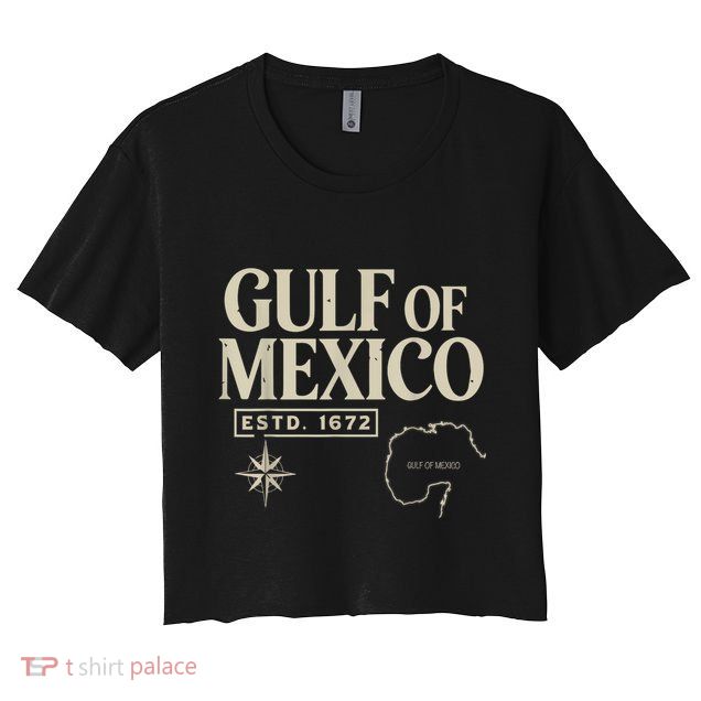 Gulf Of Mexico 1672 Historic Map Gulf Of Mexico Women's Crop Top Tee