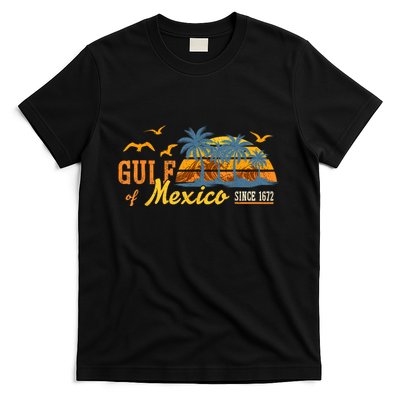 Gulf Of Mexico 1672 Retro Beach Vintage Sunset Historic Map T-Shirt