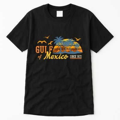 Gulf Of Mexico 1672 Retro Beach Vintage Sunset Historic Map Tall T-Shirt