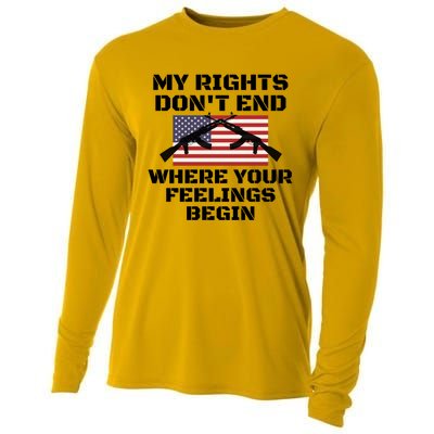 Gun Owners My Rights Don't End Where Your Feelings Begin Gift Cooling Performance Long Sleeve Crew