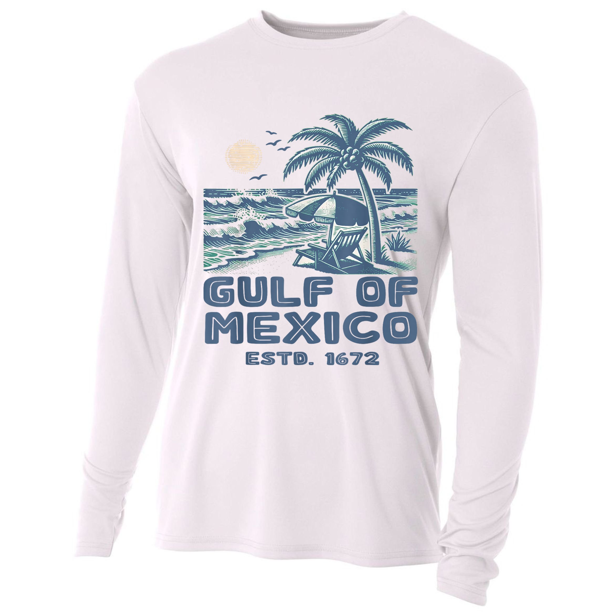 Gulf Of Mexico 1672 Vintage Beach Gulf Of Mexico Forever Cooling Performance Long Sleeve Crew