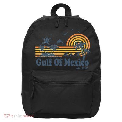 Gulf Of Mexico Est 1550 Retro Vintage Beach Palms Summer 16 in Basic Backpack
