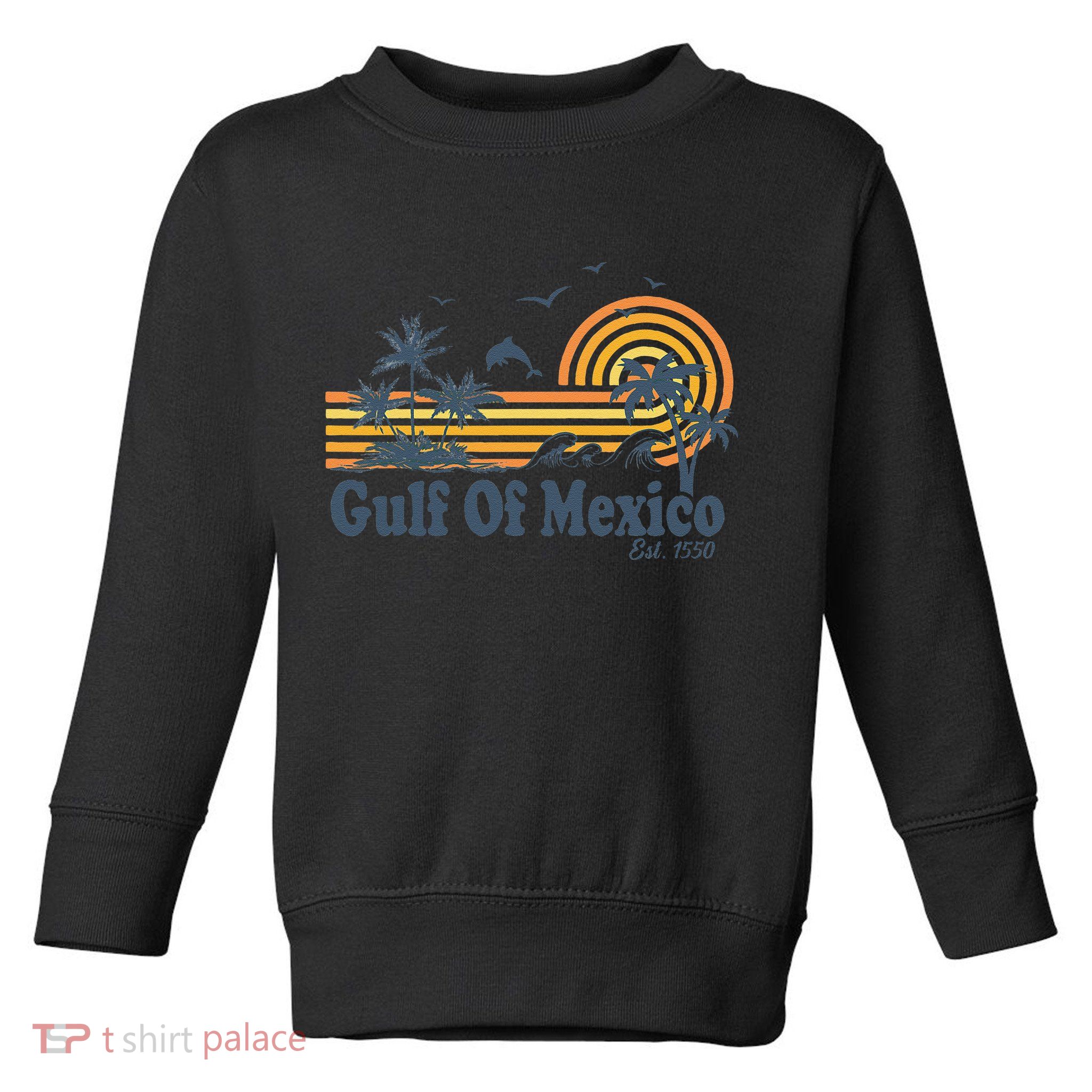 Gulf Of Mexico Est 1550 Retro Vintage Beach Palms Summer Toddler Sweatshirt